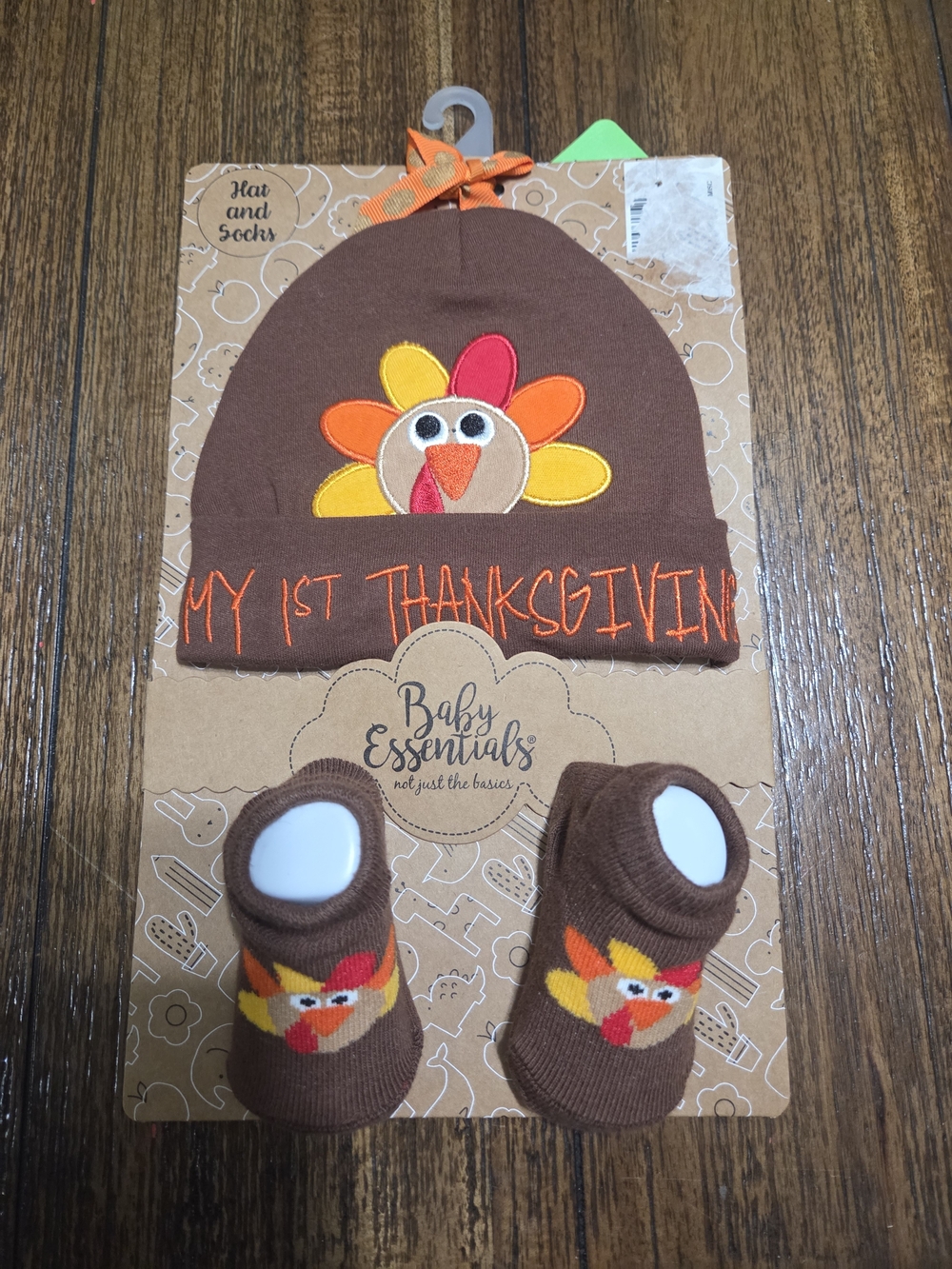 Baby Essentials Brown 'My 1st Thanksgiving' Turkey Hat & Sock Set